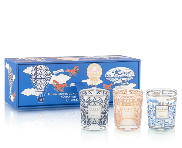 My first Baobab travel trio 3 свечи Manhattan-Paris-Mykonos по 80г